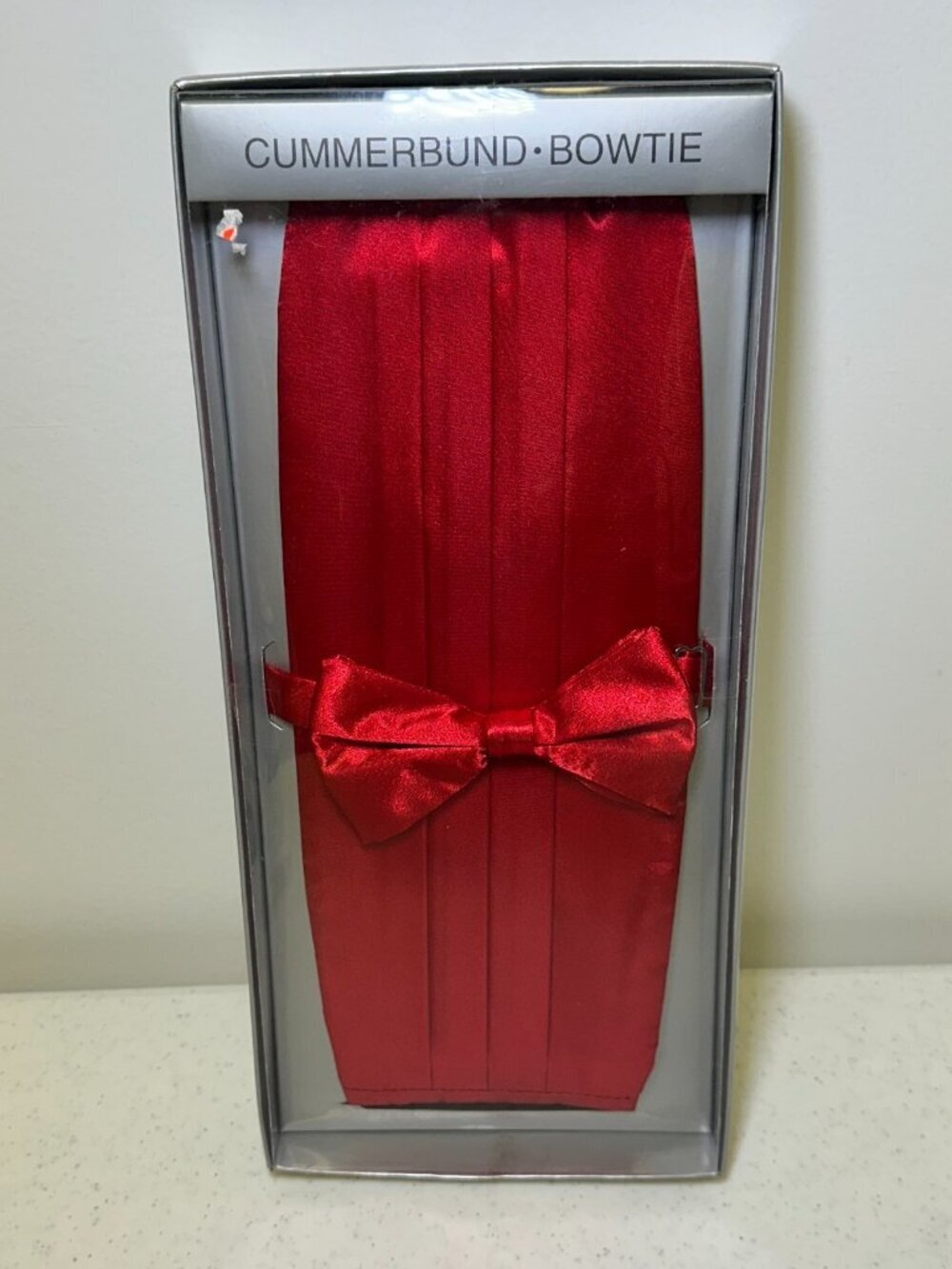 Fratello Red Cummerbund Bowtie Set Satin Shiny Tuxedo Wedding Prom Formal